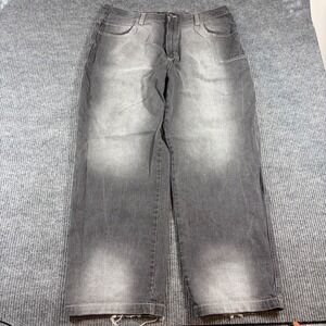 Godbody Jeans Men's 40x32 Denim Gray Faded Baggy Wide Leg Y2K Hip Hop
